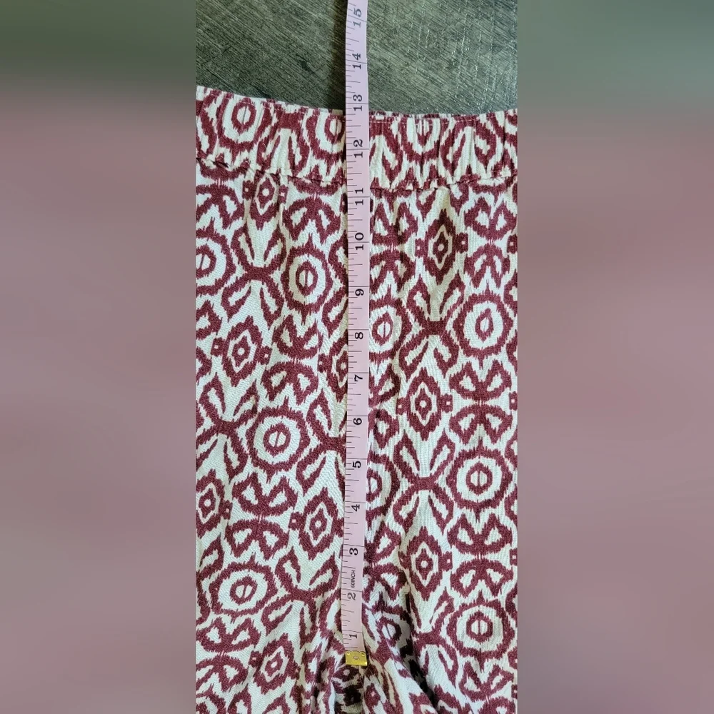 Weatherproof Vintage Linen Shorts Women's XXL Red & White Aztec Print w/ Pockets